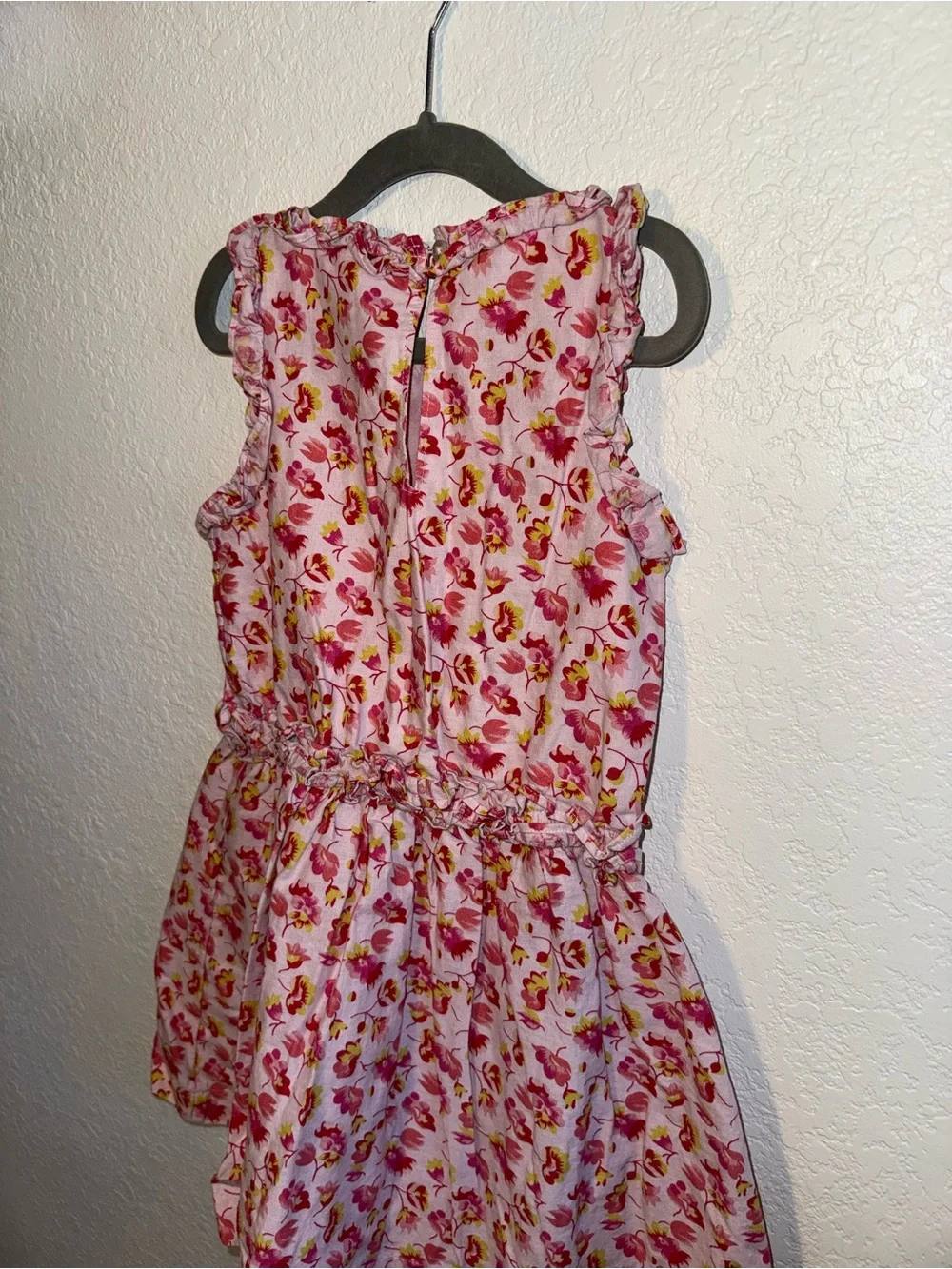 Crewcuts Pink Floral Tie Waist Sleeveless Linen & Cotton Summer Dress Size 6